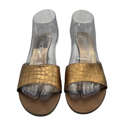 Moda Gold Crocodile Pattern slide mules size 10‎ - Picture 1 of 8